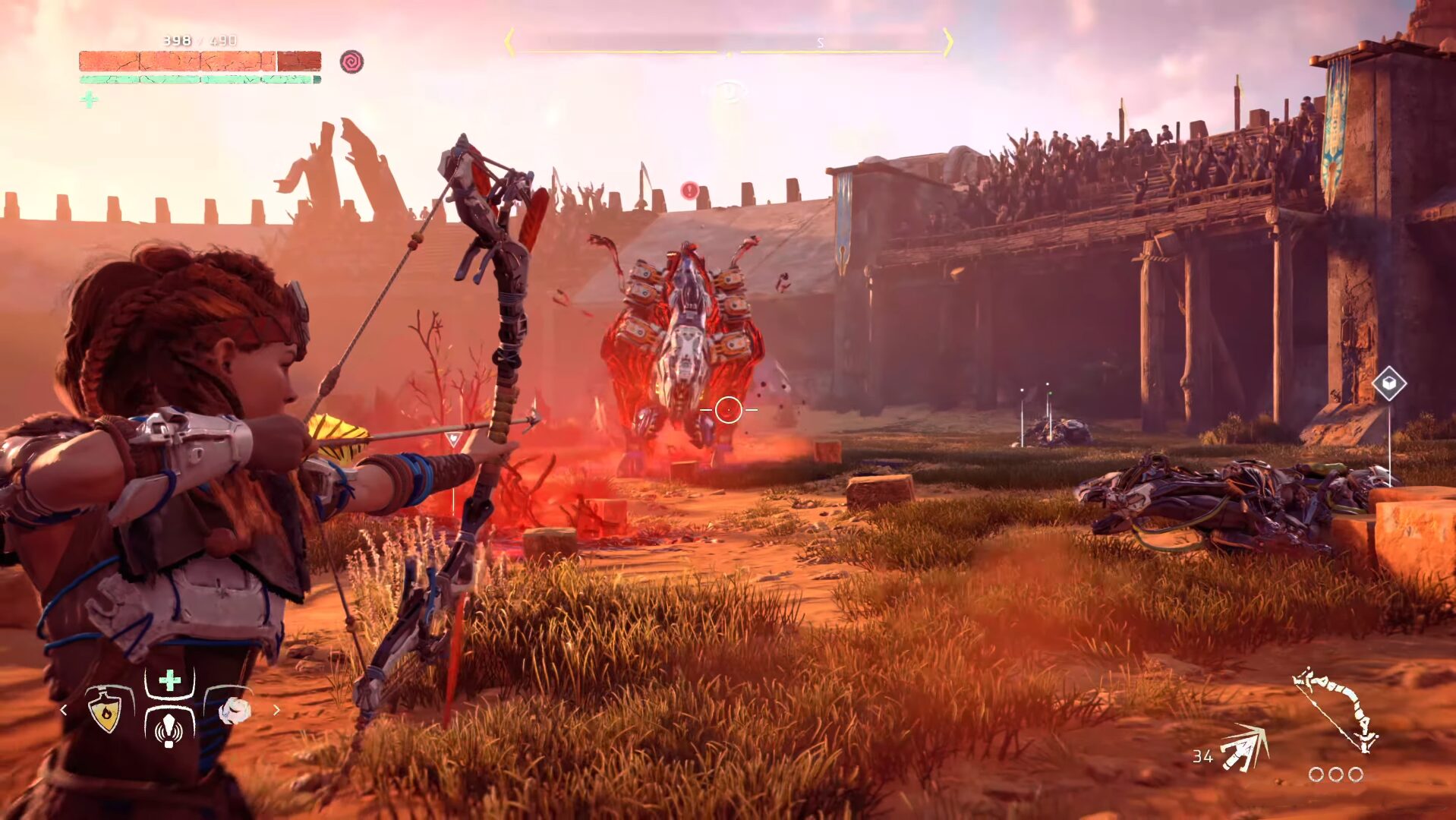 Сражение Элой с крупной машиной в Horizon Zero Dawn