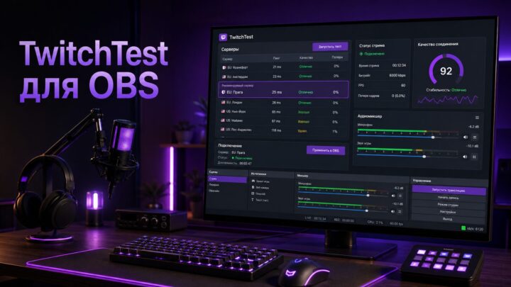 TwitchTest для OBS: проверка серверов Twitch и выбор лучшего