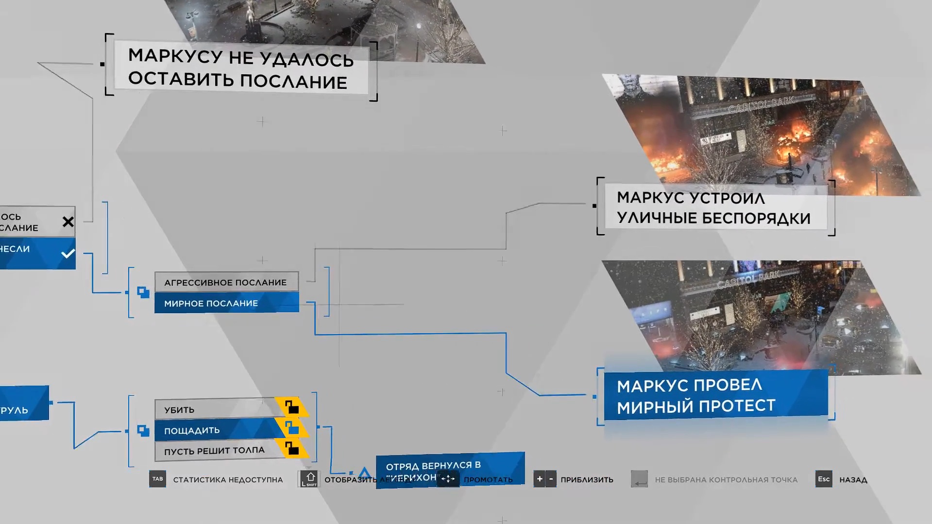 Схема выборов и развилок в Detroit Become Human