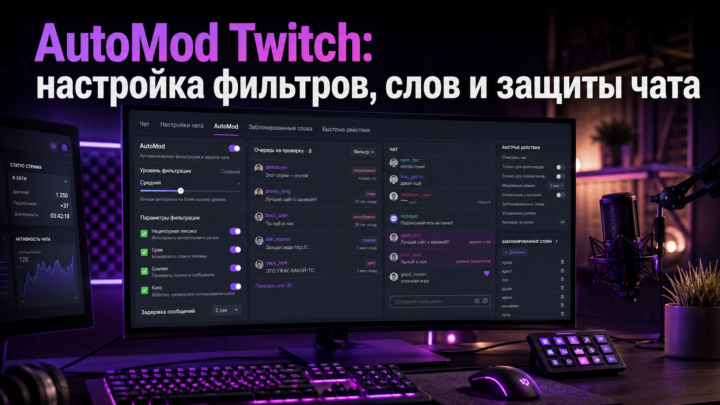 AutoMod Twitch: настройка фильтров, слов и защиты чата