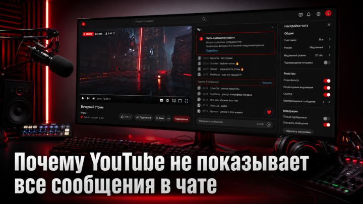 Почему YouTube не показывает все сообщения в чате