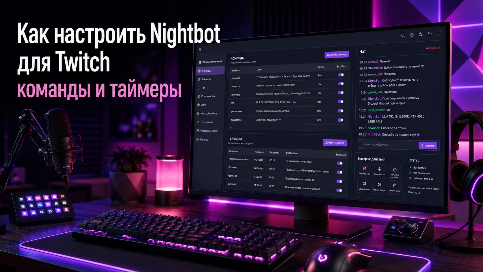 Nightbot для Twitch — подключение, команды, таймеры и защита чата