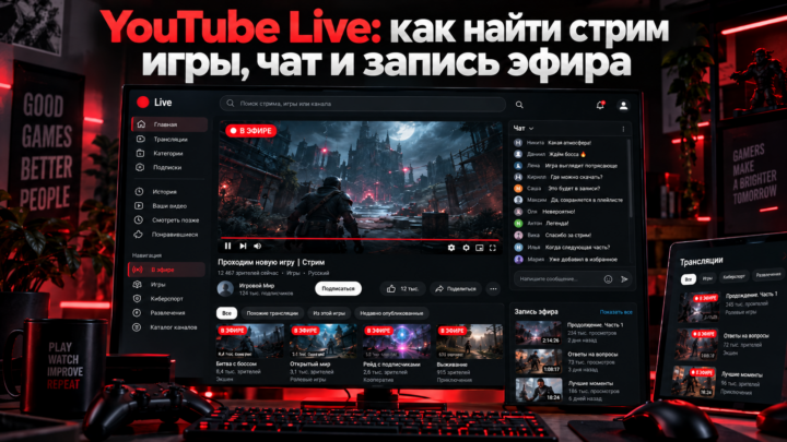 YouTube Live: как найти прямые эфиры игр, смотреть стрим с чатом и найти запись