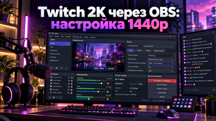 Twitch 2K через OBS: настройка 1440p